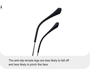 Detail of matte black temple tips with anti-slip design for secure eyewear fit