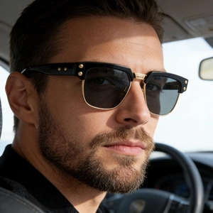 Square Polarized Sunglasses For Men Retro PC And Metal Frame UV400 Driving Sun Glasses Fashion Luxury Outdoor Shades