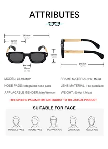 Guide des tailles et spécifications pour lunettes de soleil carrées avec guide de forme