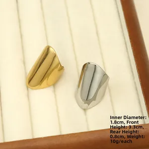 Detailed size specifications for polished stainless steel nail rings in gold and silver