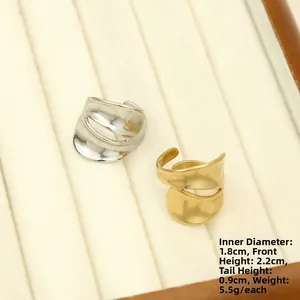 Detailed view of adjustable irregular rings with dimensions and weight measurements