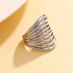Minimalist multi-layer parallel silver ring with adjustable open hollow design