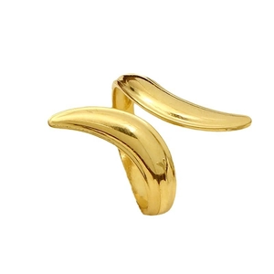 Bague ouverte ajustable en or 18k au design géométrique minimaliste et poli miroir
