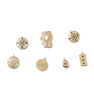 DIY 14K gold plated stainless steel pendants in moon leaf and heart shapes for jewelry making