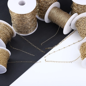 18K Gold Plated Stainless Steel Paperclip Link Chain For DIY Jewelry Making Minimalist Flattened Oval Jewelry Finding