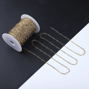 Detailed view of 18k gold plated stainless steel paperclip chain for DIY jewelry making