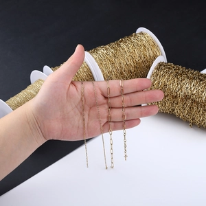 18k gold plated stainless steel paperclip and oval link DIY chain for jewelry making