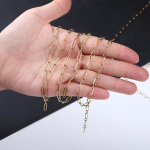 18k gold plated stainless steel paperclip chain with textured links for DIY jewelry making