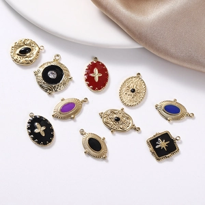 Vintage gold-plated octagonal star enamel pendants for personalized necklace DIY jewelry