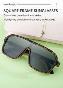 Gros plan de lunettes de soleil carrées polarisées écaille avec un étui en cuir beige