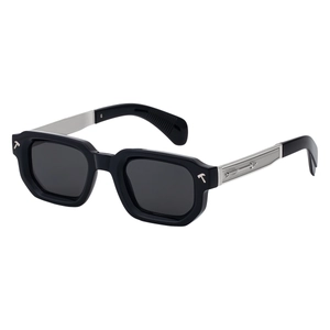 Lunettes de soleil carrées polarisées rétro avec monture noire et branches ciselées