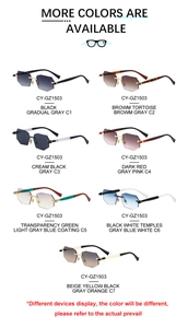 Multiple color options of frameless hexagonal sunglasses model CY-GZ1503 in a neat grid
