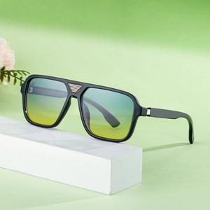 Square polarized sunglasses for men featuring gradient lenses and gold bridge detail