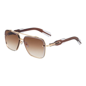 Vintage gold metal aviator sunglasses with brown gradient lenses on a white background