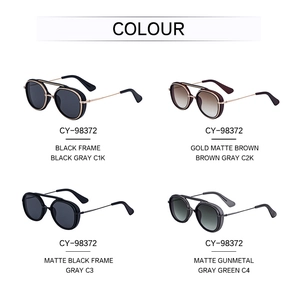 Detailed grid view of retro punk aviator sunglasses in four distinct matte color finishes