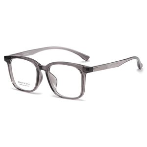 2025 trendy grey translucent square frame optical glasses with stylish flat top for women