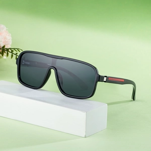 Lunettes de soleil polarisées carrées surdimensionnées pour hommes avec détails rouges