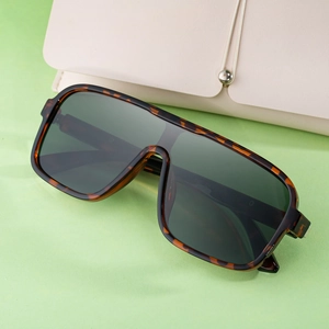 Lunettes de soleil polarisées à monture carrée avec motif écaille et verres gris foncé