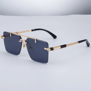 Rimless Square Sunglasses Men Fashion Metal Frame UV400 Protection Gradient Lens Luxury Driving Party Outdoor Eyewear