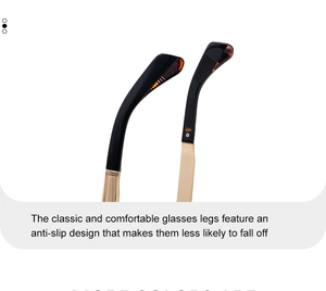 Detailed view of golden metal glasses temples with anti-slip texture and classic finish