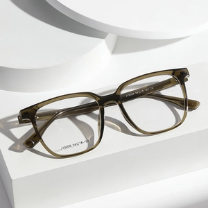 Fashionable square-framed transparent brown glasses for men and women with clear lenses