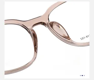 Macro detail of square acetate glasses frames with comfortable integrated nose pads