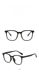 Detailed view of bright black square optical frames with J10010 model specification