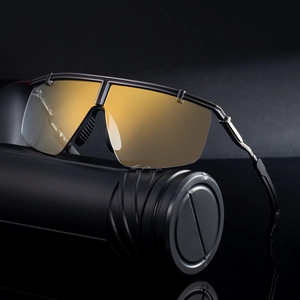 Mens trendy oversized sports cycling sunglasses with golden mirrored lens and black frame