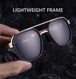 Detail of lightweight metal and acetate frame with dark gray polarized lenses
