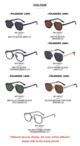Polarized square frame sunglasses for men showing various frame colors and lens tints