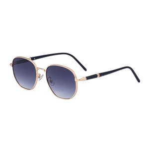 Retro square sunglasses with gold metal frame and purple gradient lenses for men