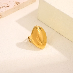 Minimalist golden titanium steel chunky heart ring with polished wide surface design