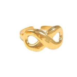 Adjustable golden infinity ring featuring a minimalist open-loop design for women
