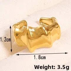 Vue détaillée de la texture métal liquide doré sur le clip d'oreille avec mesures