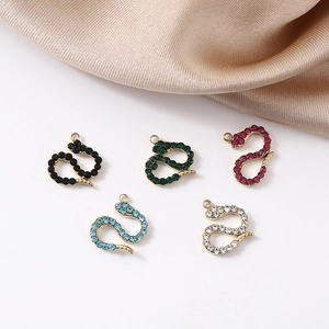 Snake Shape Pendant Stainless Steel Sparkling Rhinestone DIY Jewelry Making Accessory Fashion Style For Women