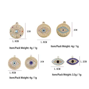 Bohemian evil eye pendants with colorful crystals in gold finish for DIY jewelry