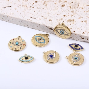 Bohemian style colorful evil eye charms in gold finish for DIY bracelet jewelry