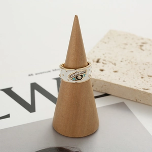 Hip hop evil eye open ring with white enamel and sparkling crystals in gold finish
