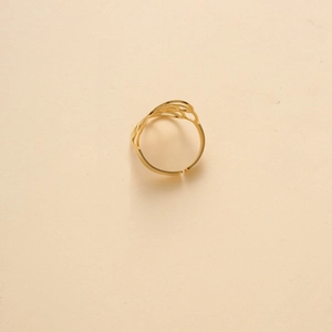 Vintage hollow flower open ring in 18K gold plated stainless steel with textured finish