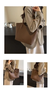 Macro view of brown lychee-textured leather tote bag with subtle embossed lettering