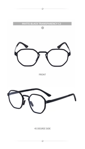 Front and side view of matte black polarized polygon sunglasses in C3 style