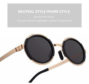 Détail de la monture flexible en silicone et acier plastique de lunettes polarisées