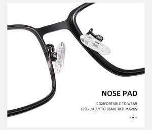 Detail of square sunglasses showing soft silicone nose pads and metal screw attachment