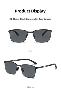 Detail of polarized nylon sunglasses with black metal frame and striped temple design