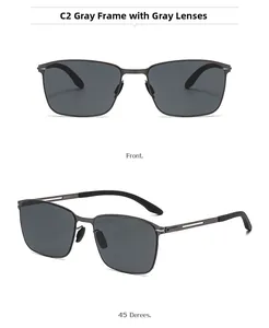Nylon polarized sunglasses for men with grey frame and lenses, front and side angles