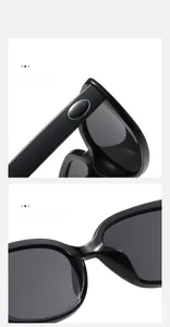 Close-up of wide glossy black frame and ergonomic integrated nose pads on sunglasses