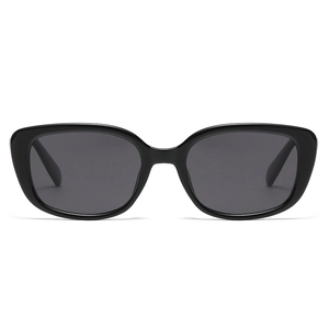 Classic black square polarized sunglasses for women with deep gray lenses for driving