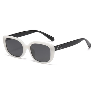 Classic square frame polarized sunglasses for women with black and white contrast design