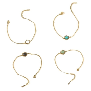 Japanese style titanium steel bracelet set with natural stones in gold finish for women
