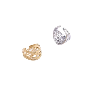 Adjustable woven hollow line rings in gold and silver finish made of stainless steel